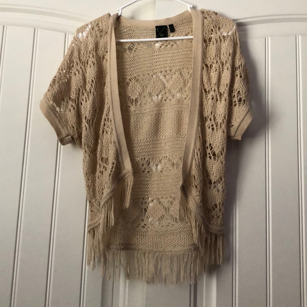 Tan Frayed Cardigan